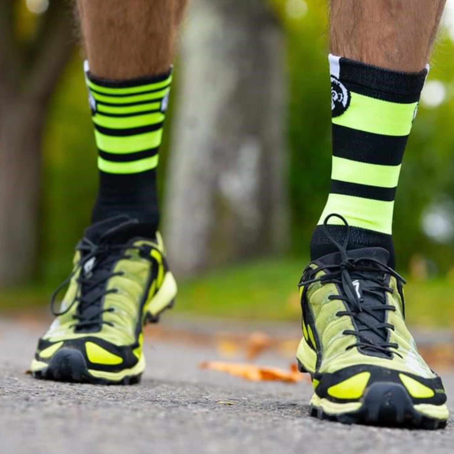 yellow and black running cycling gym premium socks