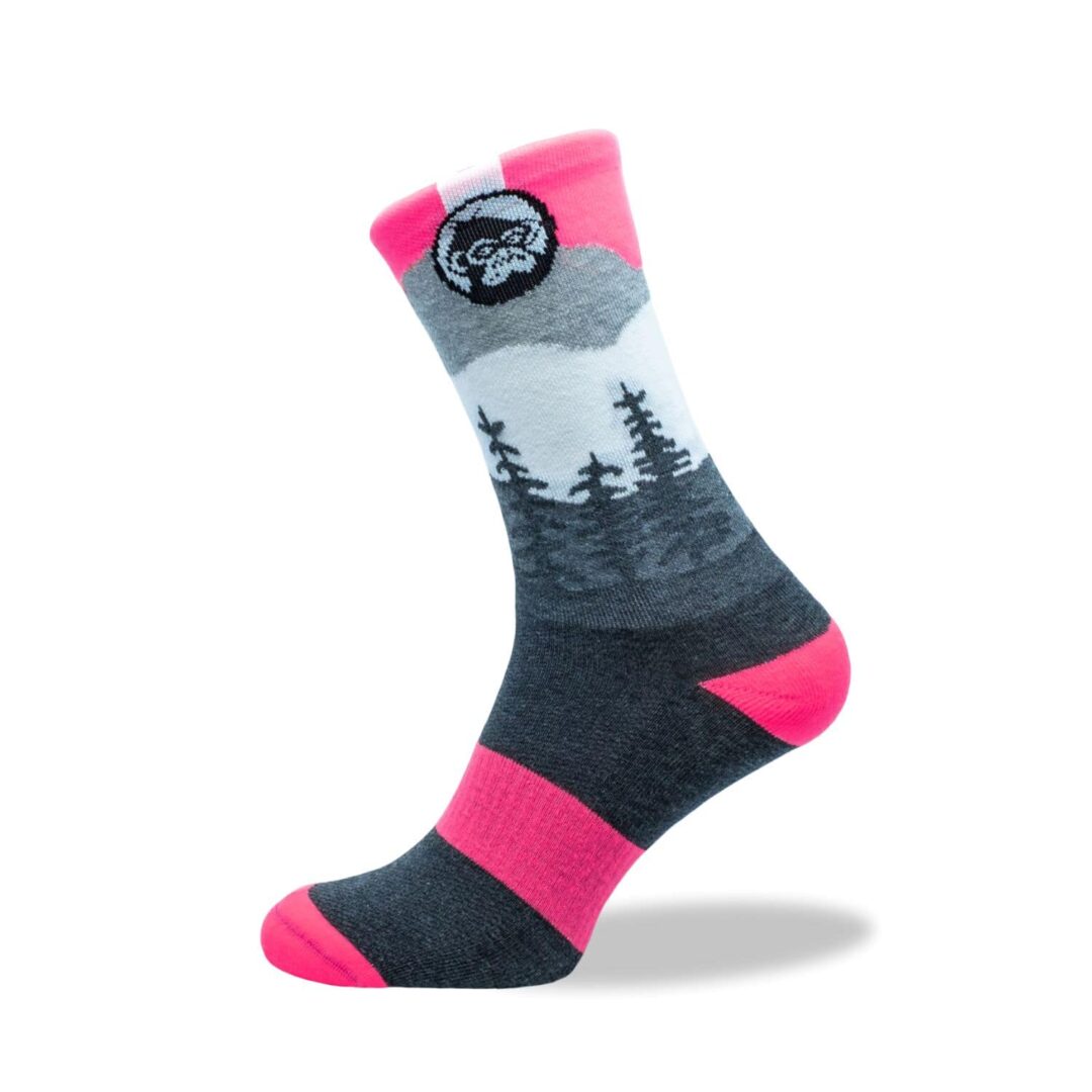 Grumpy Monkey Seamless Breathable Premium Socks.  Forest Grey Design.